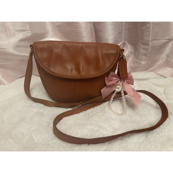 Vintage 1998 Coach 6834 British Tan Small Saddle Bag Crossbody – Restored - Picture 11 of 16